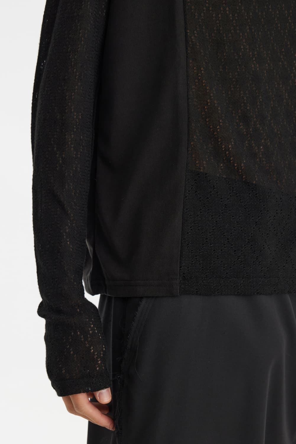 Argyle pointelle l/s tee 아가일 니트 티 블랙 상품이미지3
