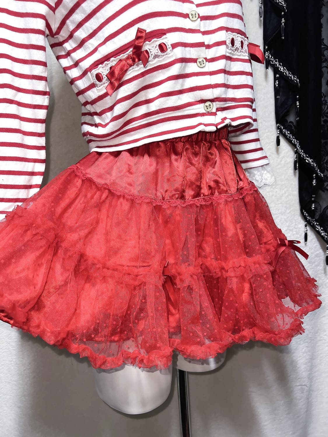 바디라인 히메갸루 고스펑크 로리타 리본 레드 튜튜 샤스커트 캉캉치마 핀터 상품이미지1