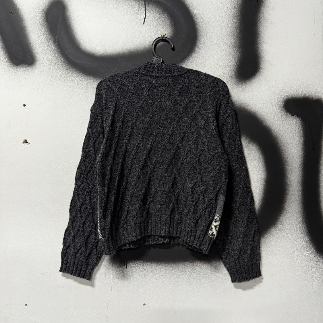 VTG 빈티지 울 100% 노르딕 패턴 꽈배기 니트 가디건 상품이미지2