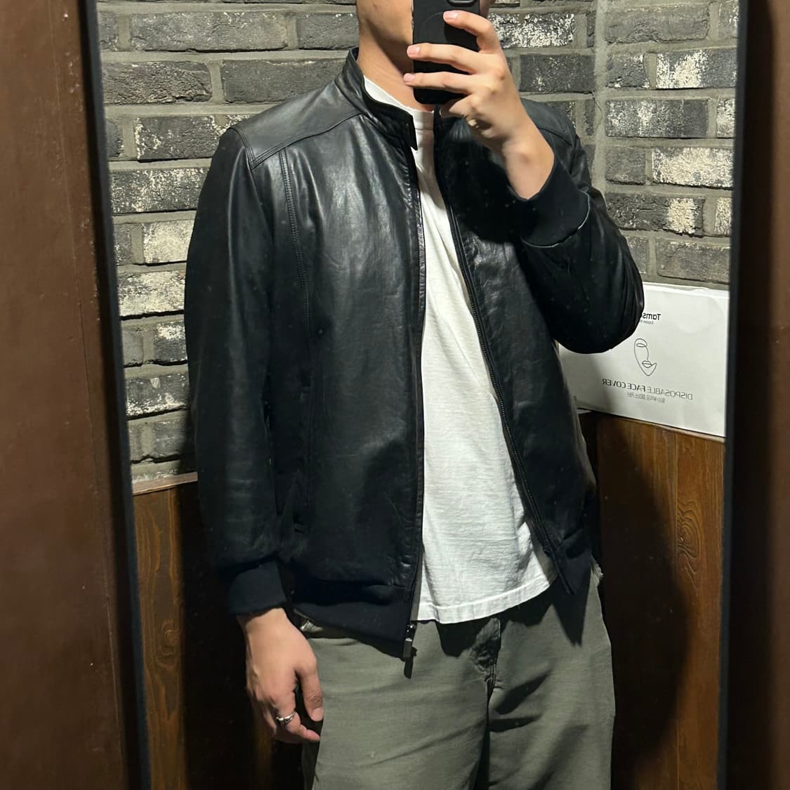 M) NAUTICA 노티카 카프스킨 송아지가죽 봄버 자켓 상품이미지10