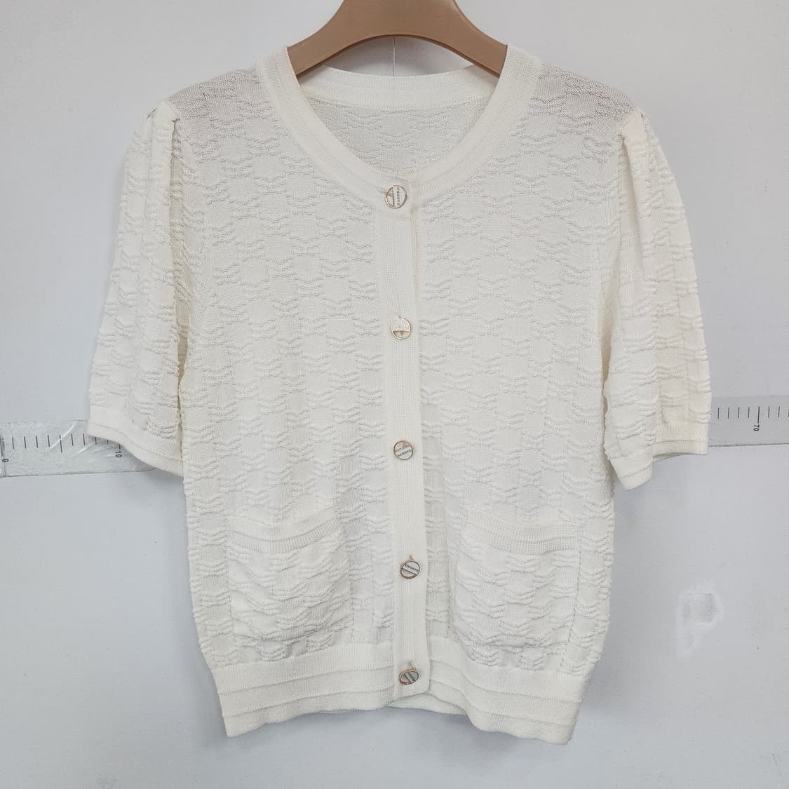 산드로 화이트 반팔 니트 가디건 상품이미지1