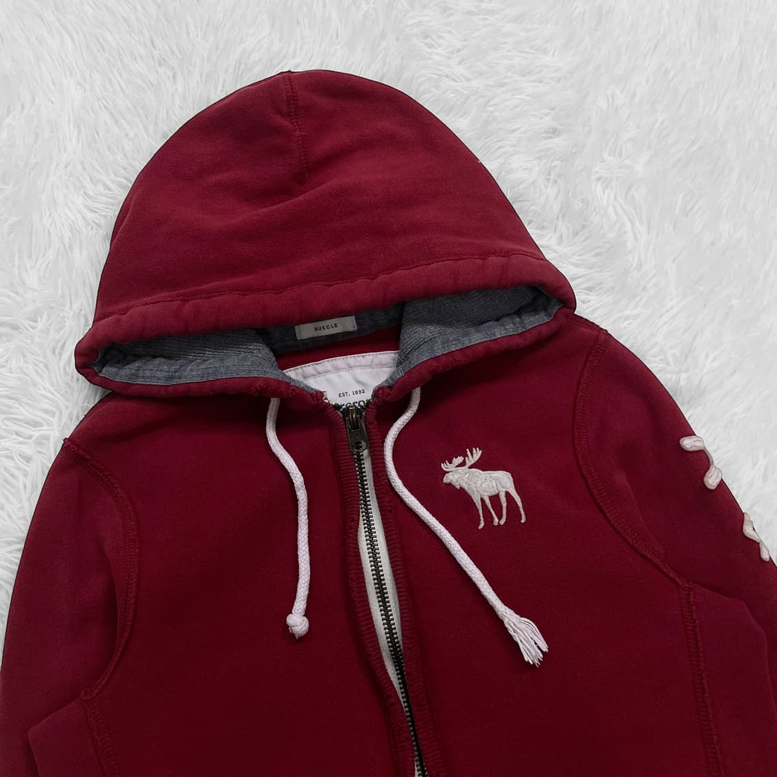 아베크롬비 사이드라인 후드집업 레드버건디 상품이미지3