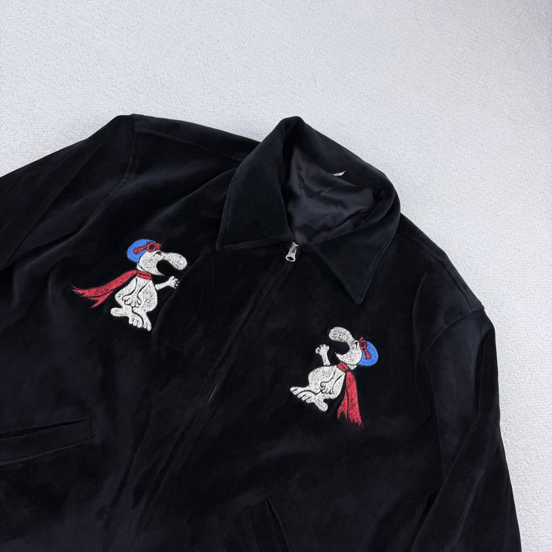 Military souvenir 복각 스누피 자수 벨벳 자켓 상품이미지2