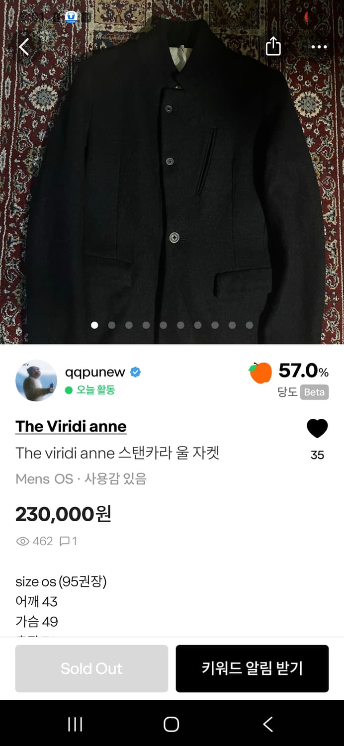 The viridi anne 스텐 카라 울 자켓 상품이미지1