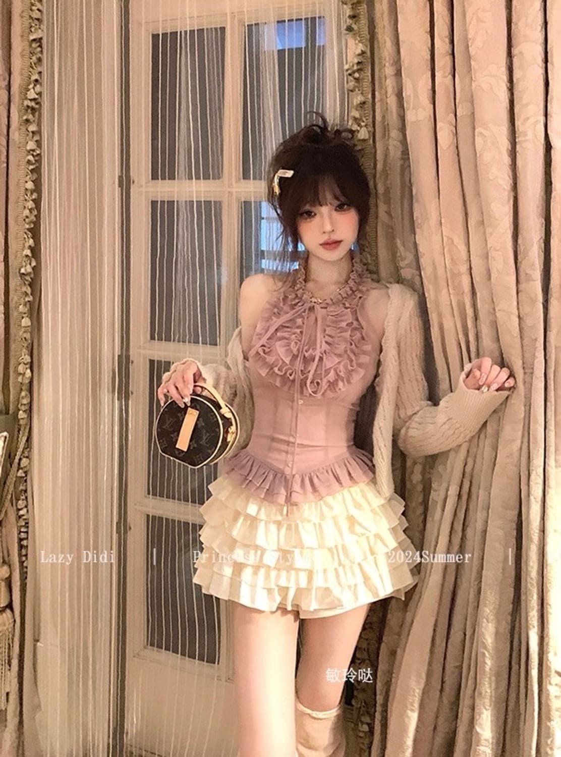 Lady DiDi 플라워 러플 홀터넥 탑 상품이미지2