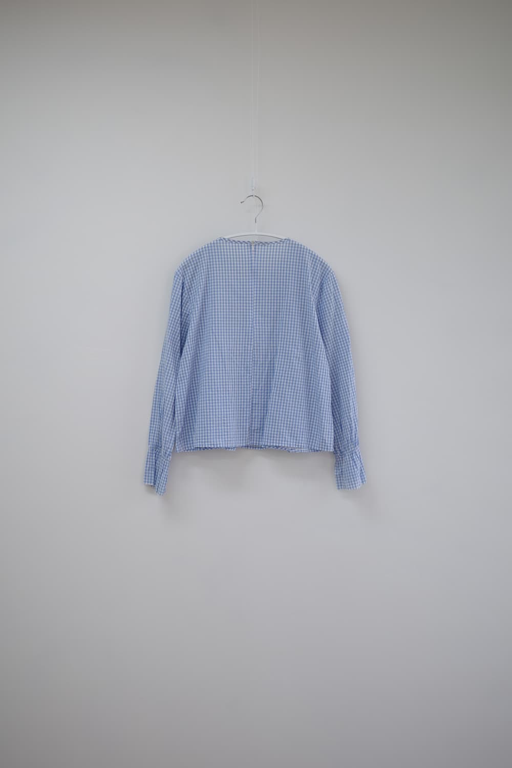  Sky blue checked blouse 상품이미지2