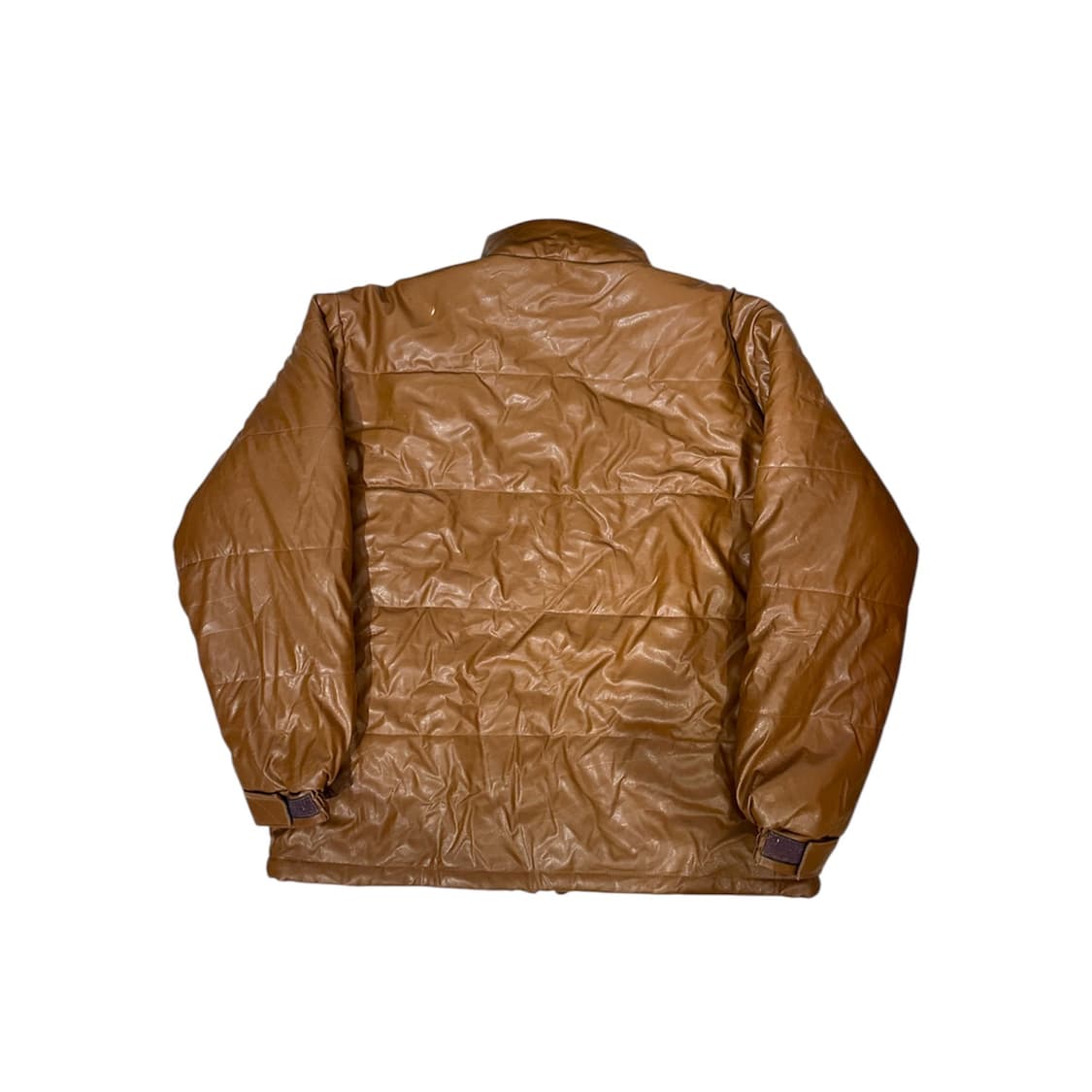 일본 빈티지 브라운 레더 비건 레더 푸퍼 패딩 M 상품이미지5