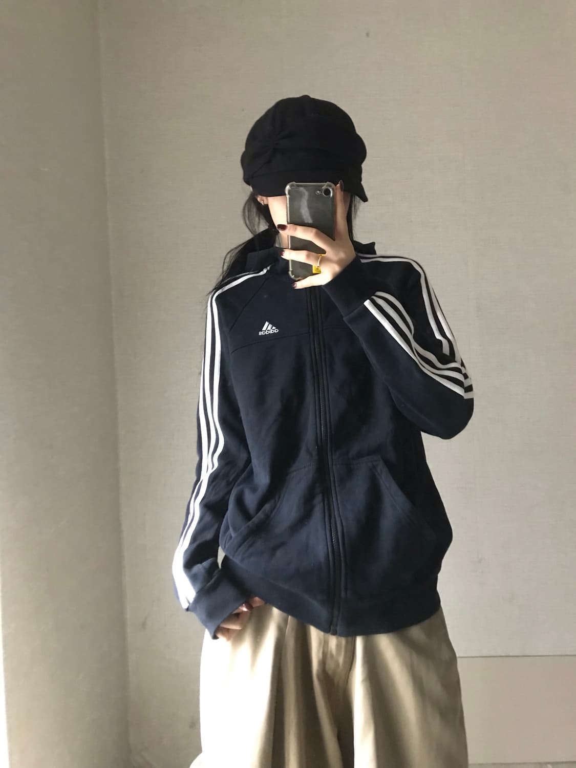 아디다스 검흰 후드집업 상품이미지3