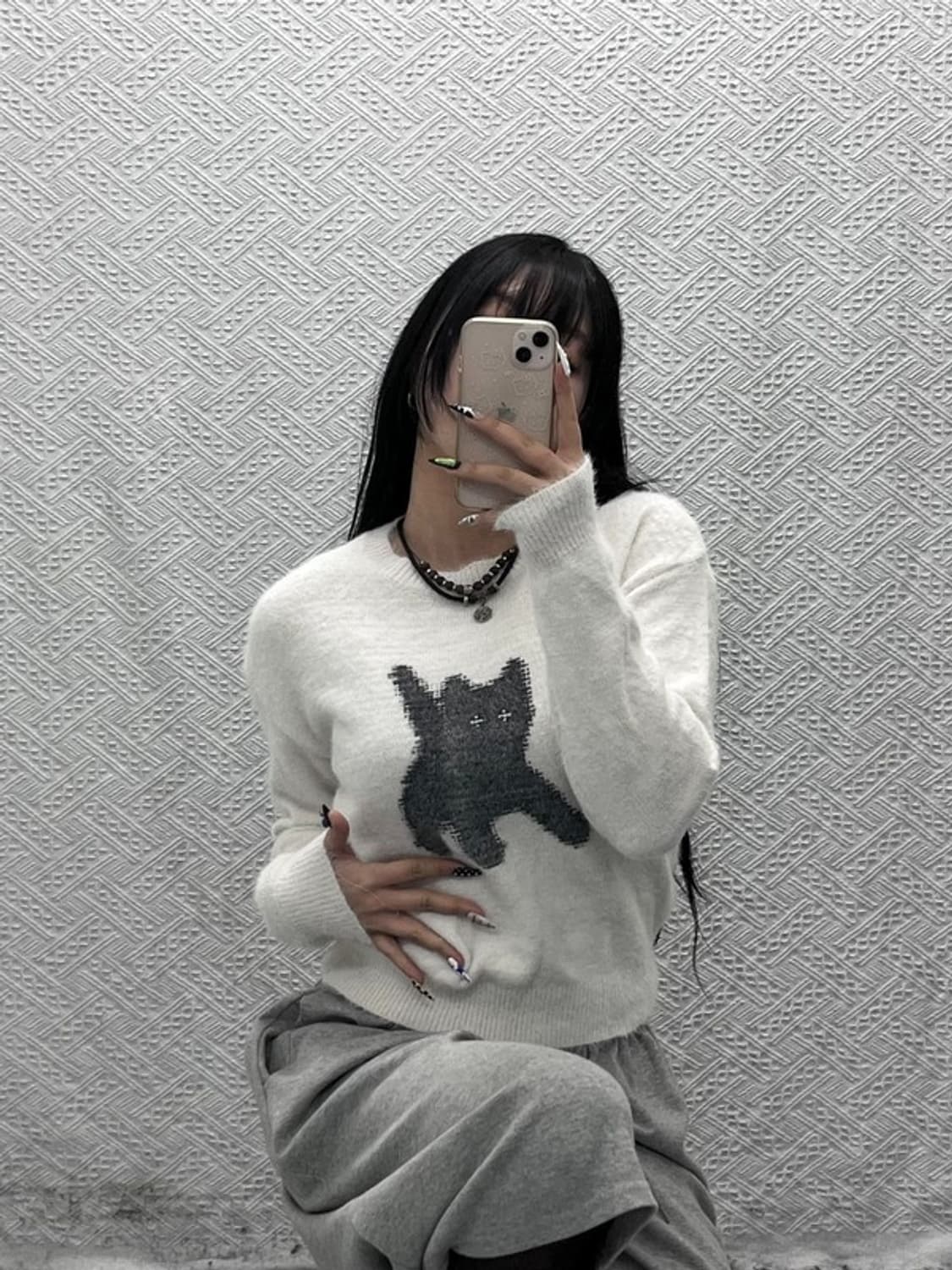 에이이에이이 키치 플래쉬드 캣츠 앙고라 울 니트 0 C08731 상품이미지2