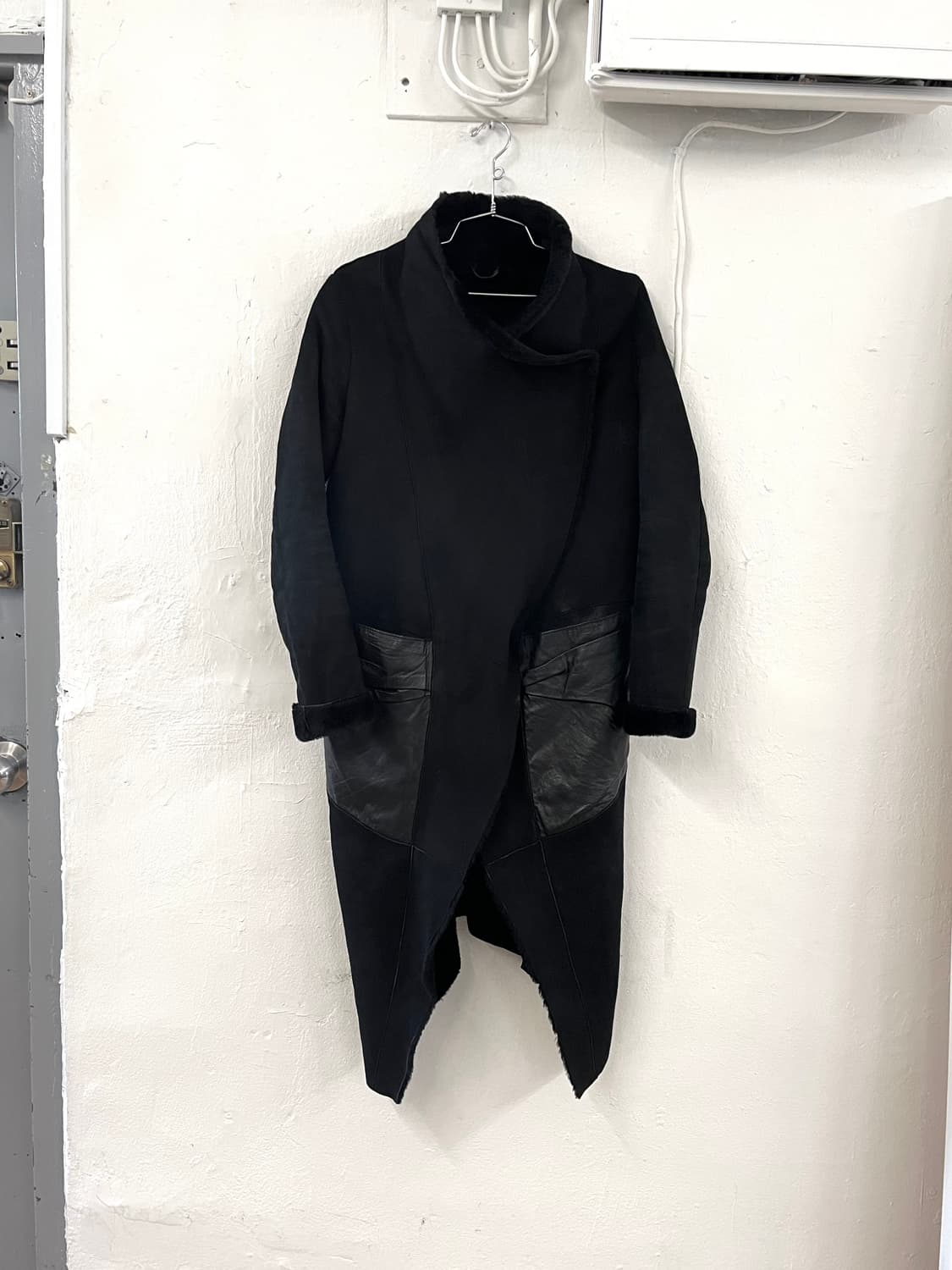 조르지오 브라토 램스킨 퍼 무스탕 드레이프 코트 상품이미지1