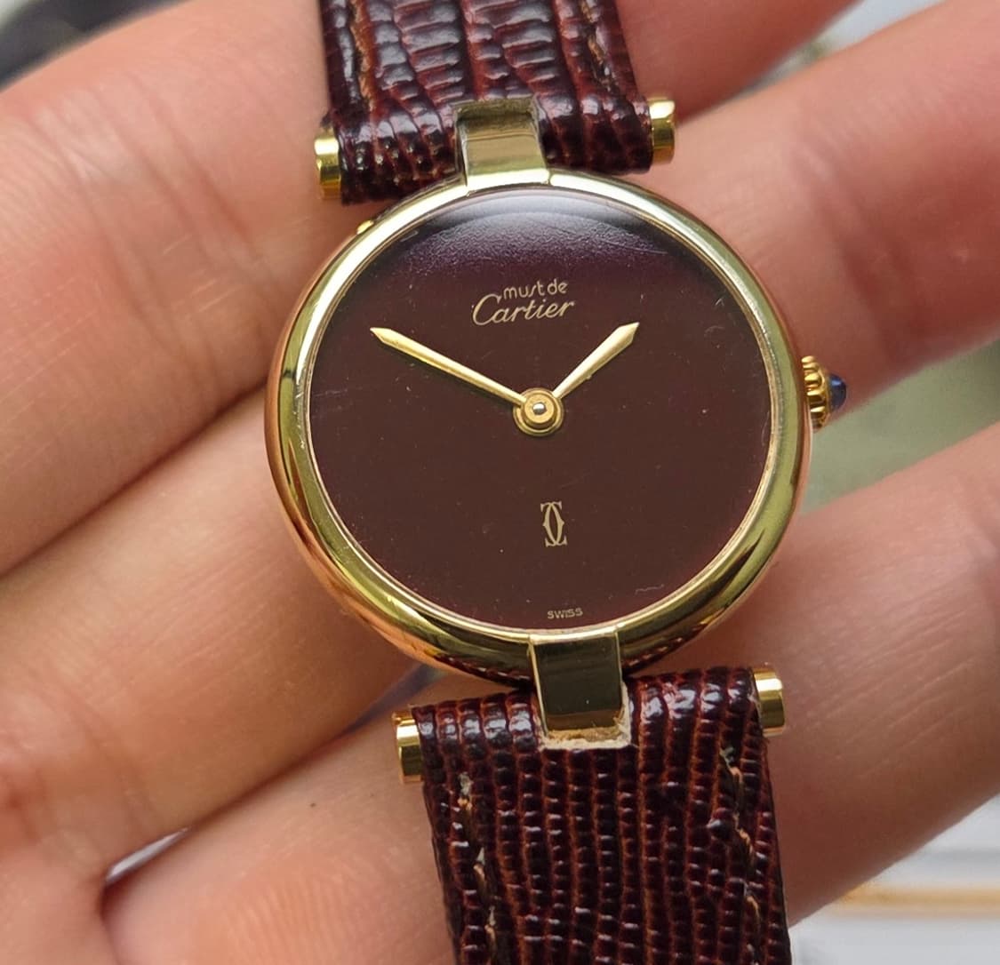 빈티지 까르띠에 머스트드 방돔 화이트로만 블루핸즈 여성용 (감정서 포함) 상품이미지8