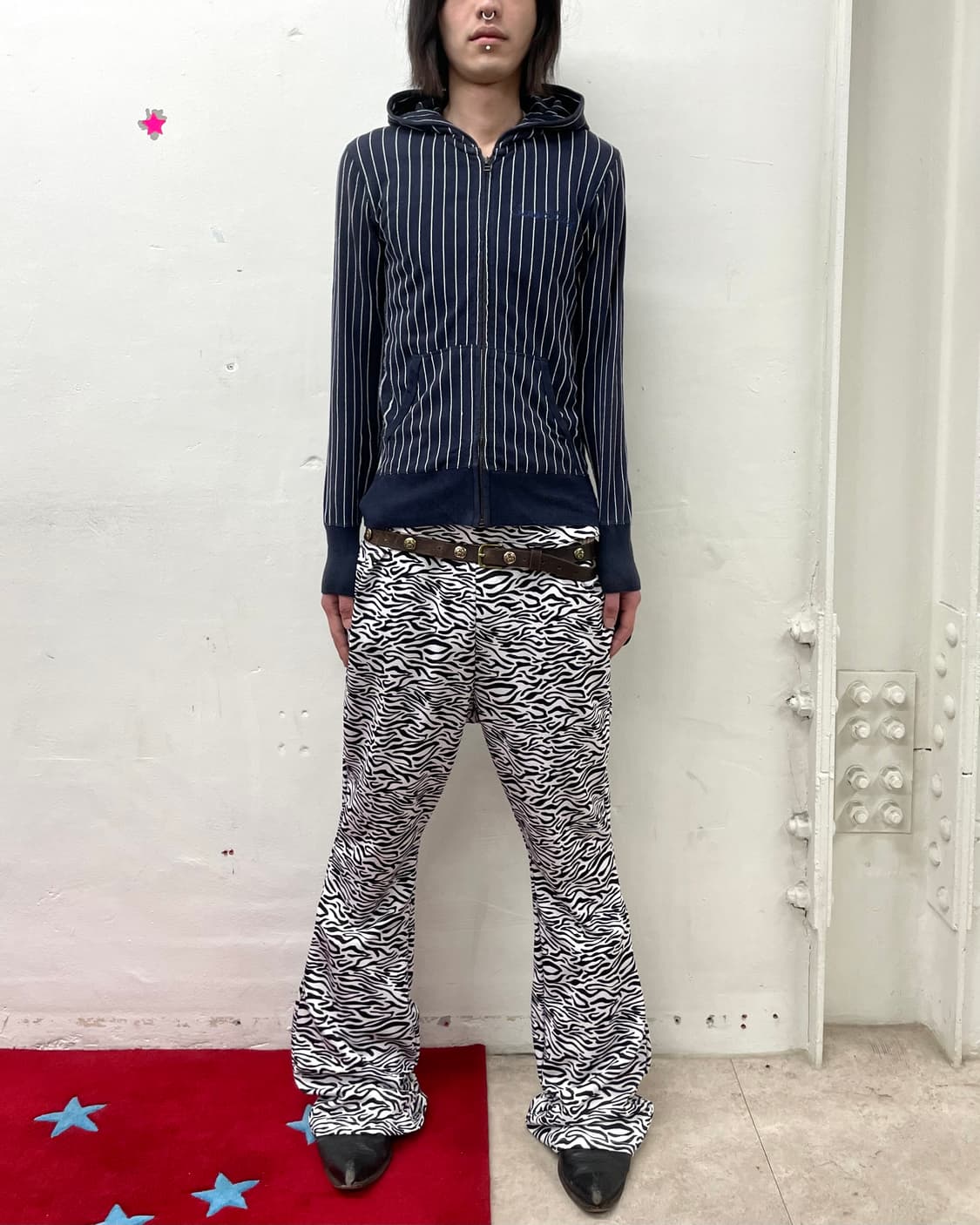 White Sticky Navy Hooded Zip-Up  상품이미지4