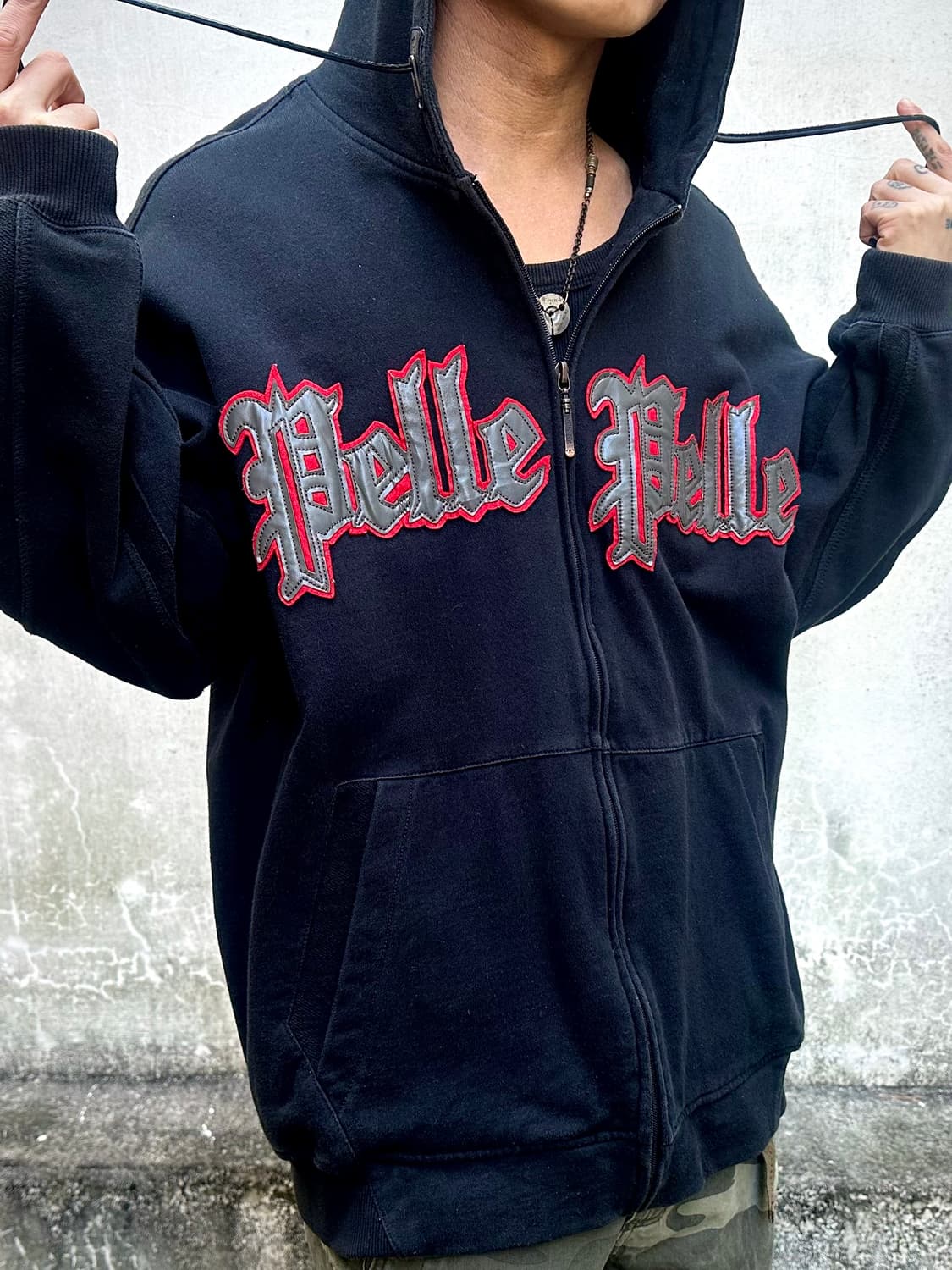 펠레펠레 90‘s 로고 레더패치 헤비스웨트 후드집업 xl 상품이미지6