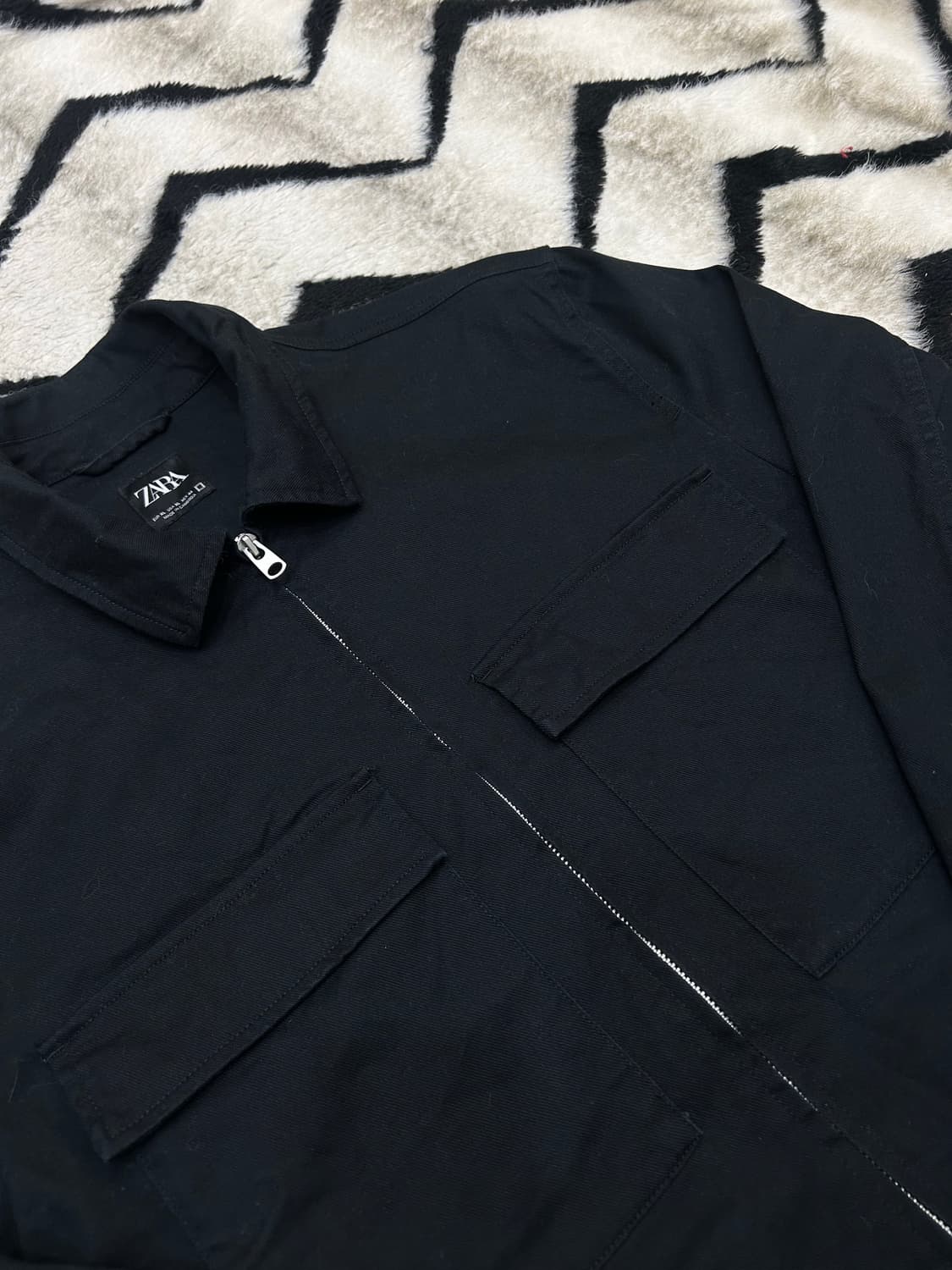 [한국2XL]ZARA 2Way 투포켓 코튼 자켓/블랙 상품이미지1