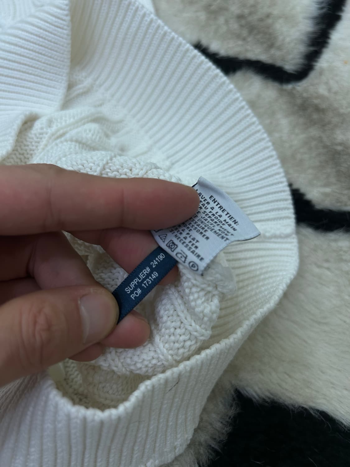 [M]폴로랄프로렌 스포츠 라운드 꽈배기 반팔 니트/화이트 상품이미지5