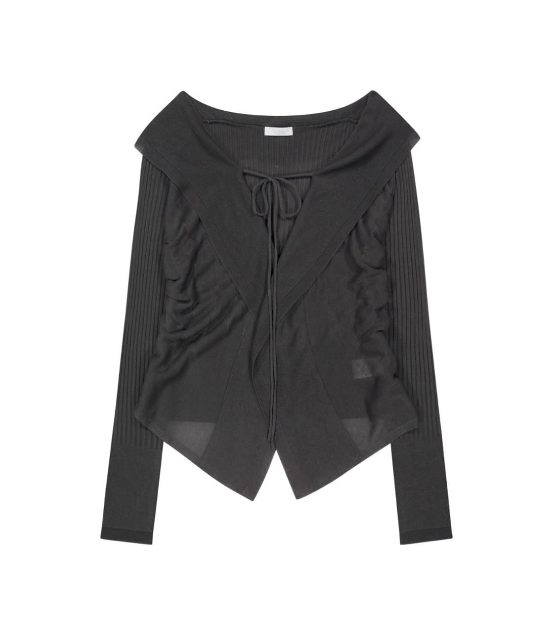 오호스 Ruffled Drape Cardigan Charcoal 상품이미지4