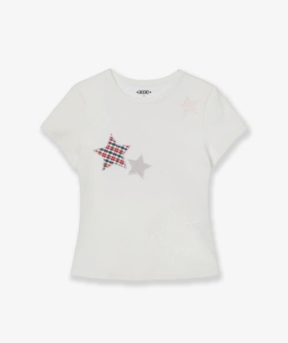 aeae CHECK STAR TEE WHITE 반팔 상품이미지1