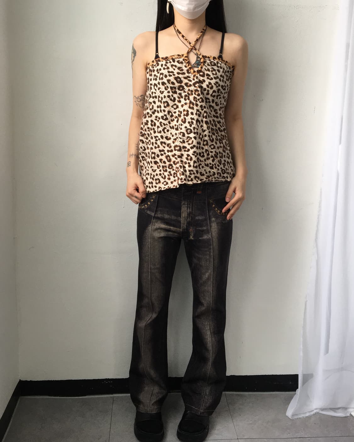 Leopard pattern holter neck top 상품이미지4