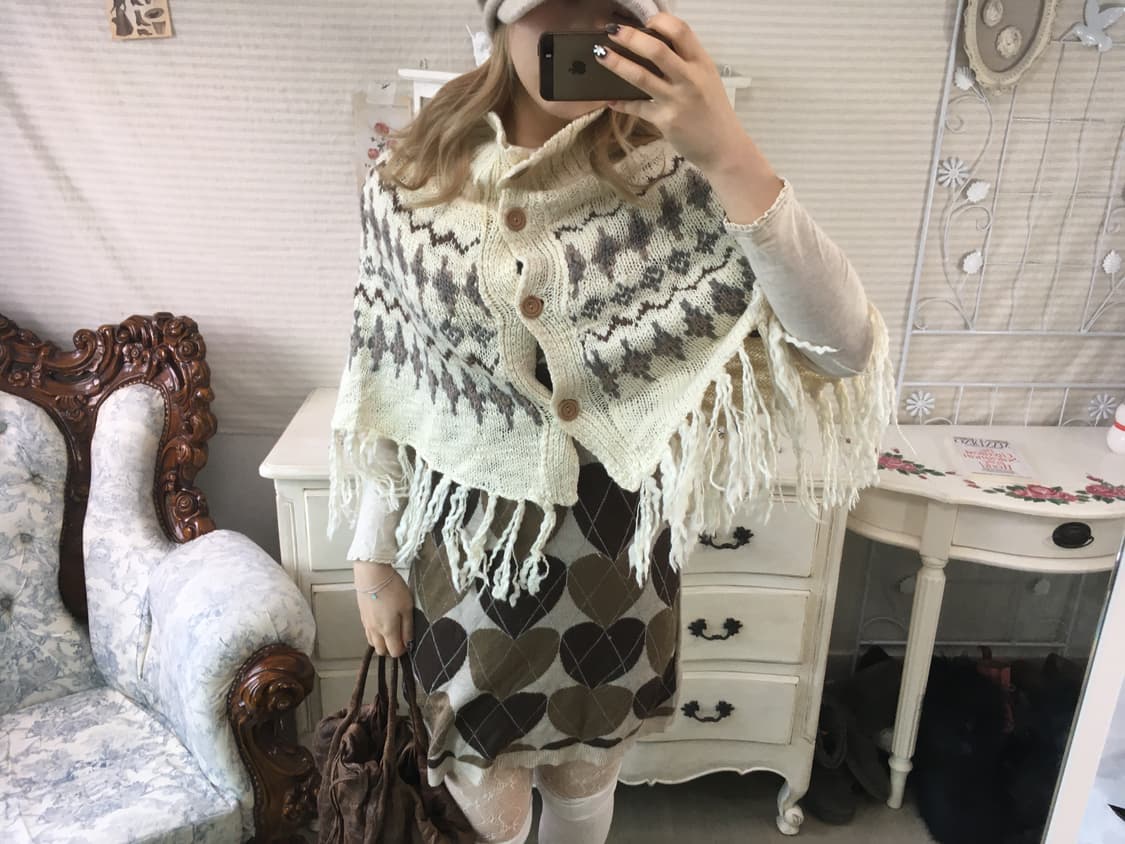 vintage ivory nordic hippie cape 상품이미지5