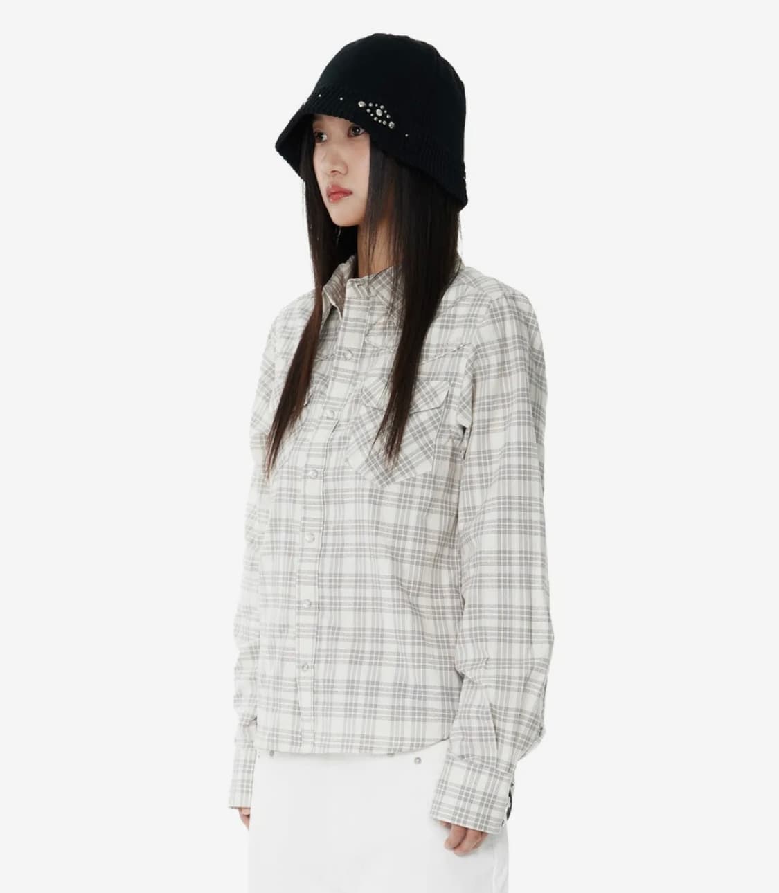 AAKAM Western Check Shirts (Ivory) 상품이미지4