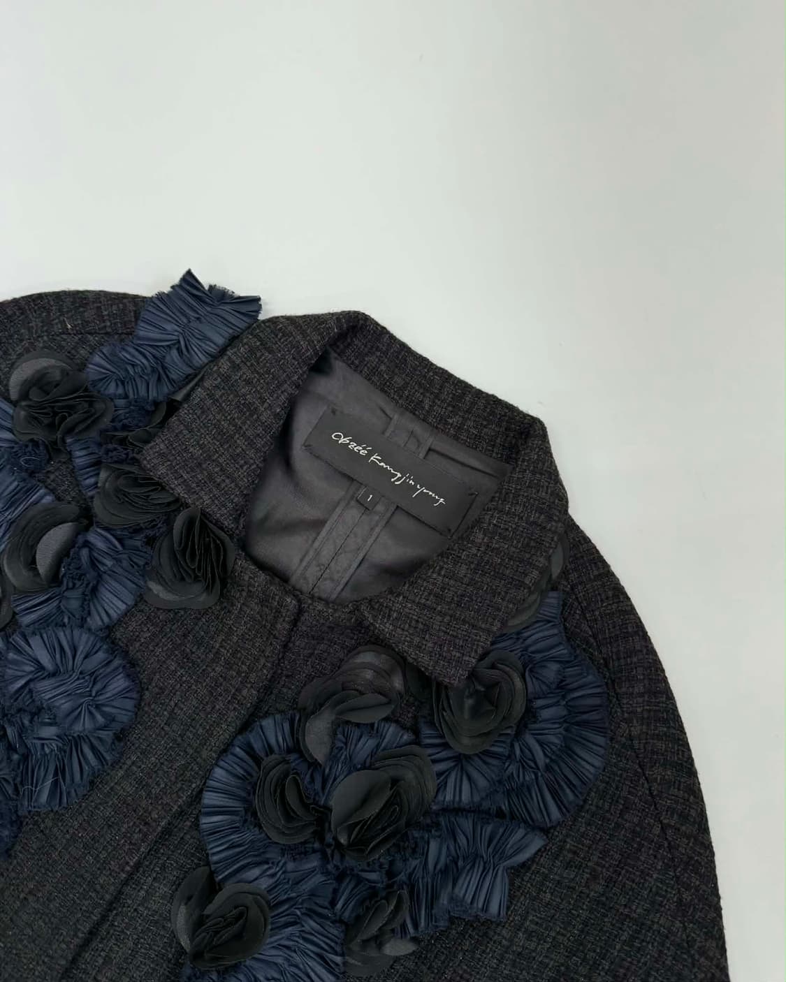 [55] 오브제 한섬 강진영 플라워 아플리케 트위드 롱 베스트 상품이미지3