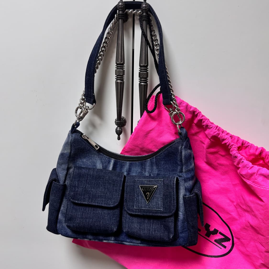 켈리즈 게스 크로플 GUESS 데님 체인 숄더백 업사이클링 상품이미지2