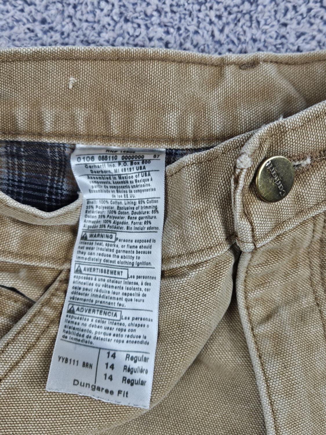칼하트 헤비 플란넬 캔버스 카펜터 워크 팬츠 (24"추정) / 10520 상품이미지8