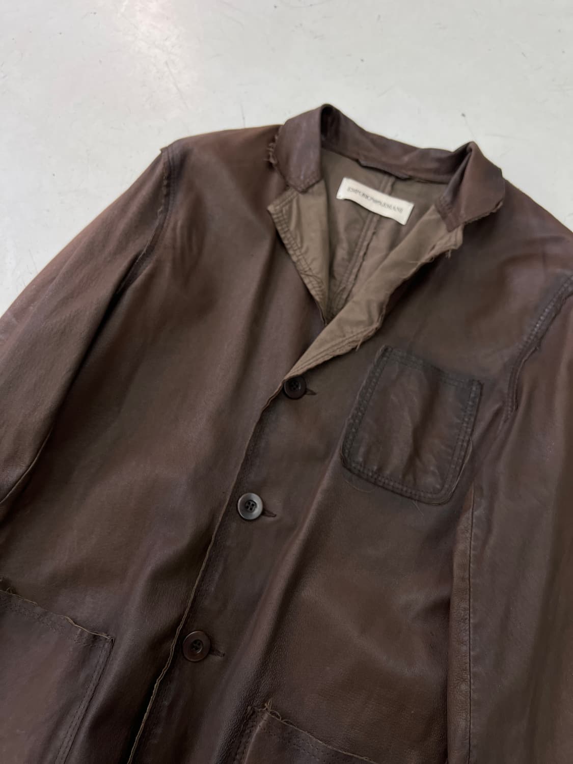 00s 엠포리오 아르마니 인사이드 아웃 레더 자켓  상품이미지3