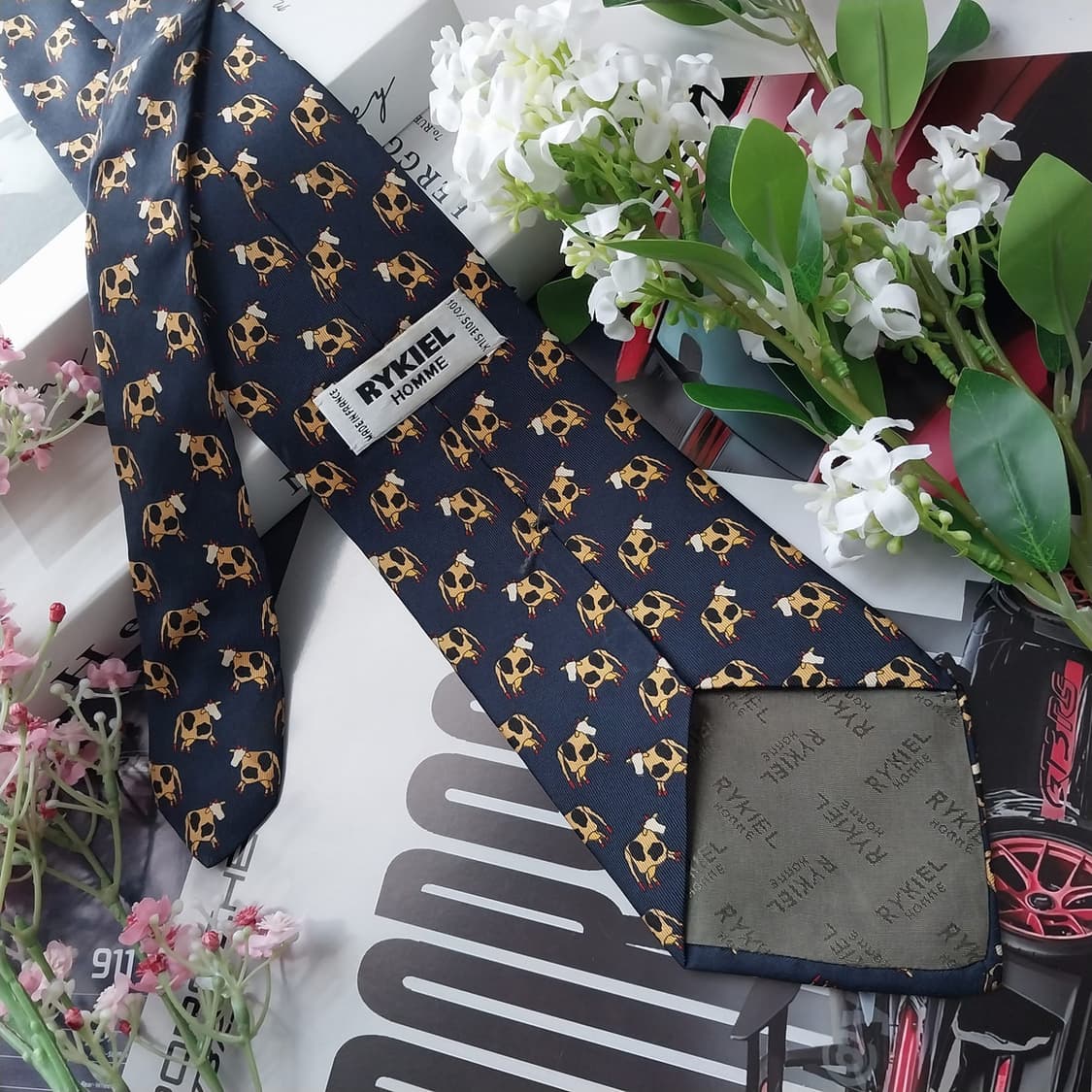 소니아리키엘 넥타이 네이비 소 모티브 9.6cm A+등급 K2198
 상품이미지5