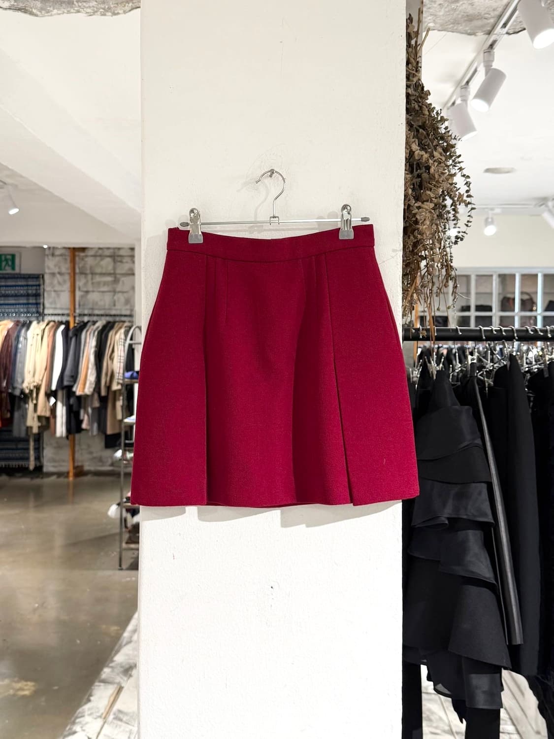 프라다 레드 라나버진울 미니 스커트 상품이미지1