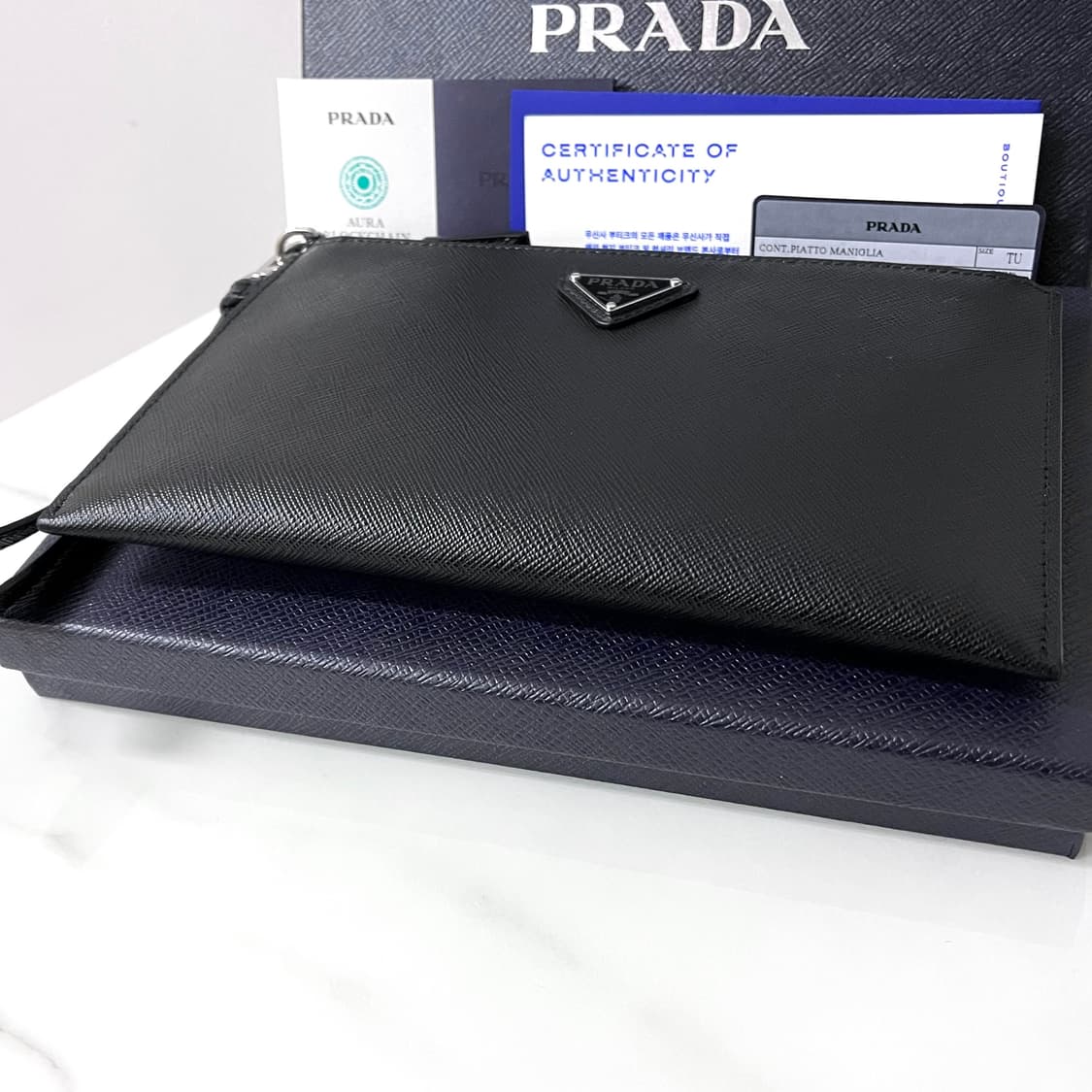 [S급/정품] 프라다 사피아노 블랙 미니 클러치 파우치 상품이미지8