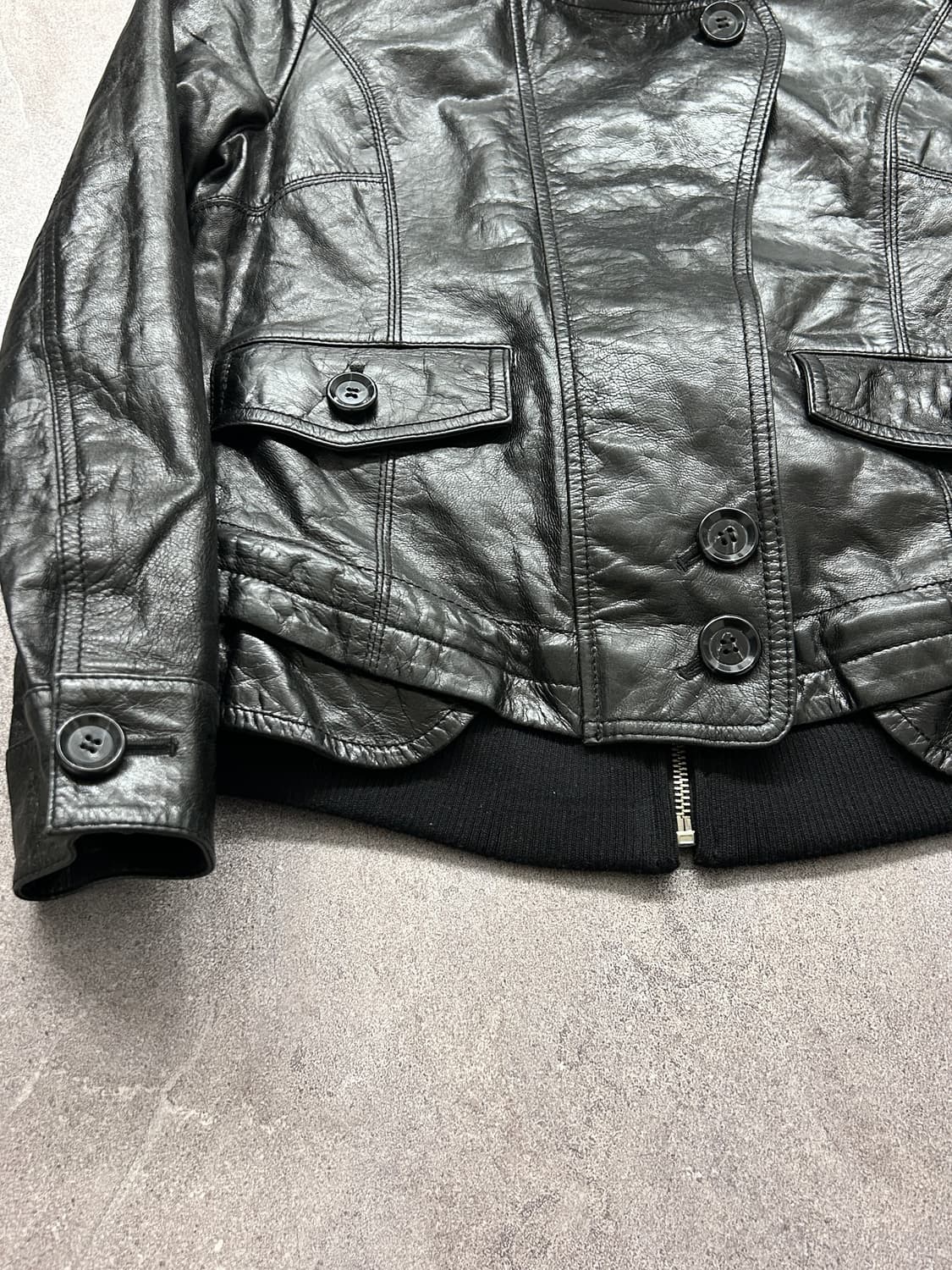 Elahoya 사선 램스킨 자켓 상품이미지3