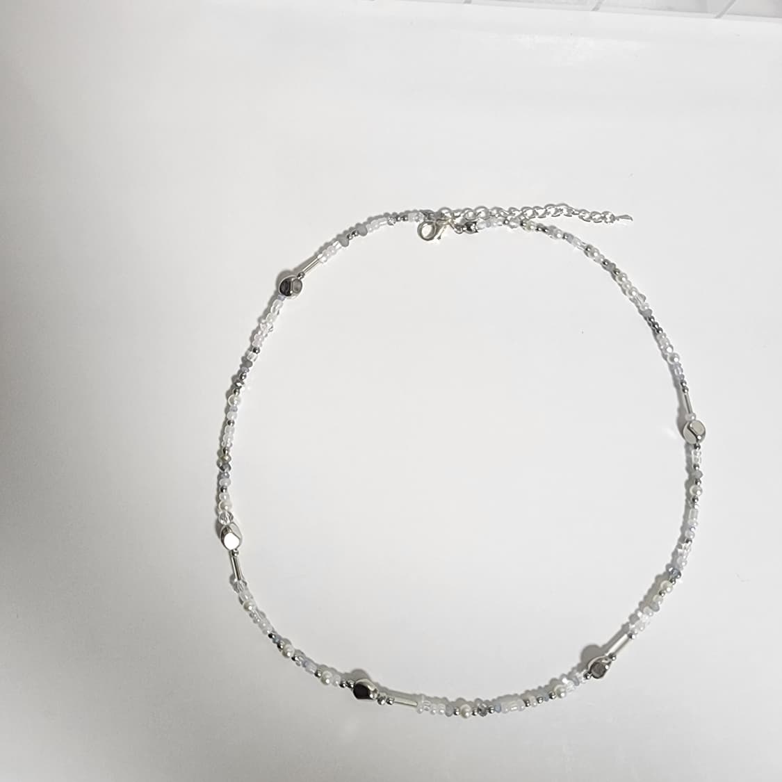 하늘 실버 비즈 목걸이 상품이미지3