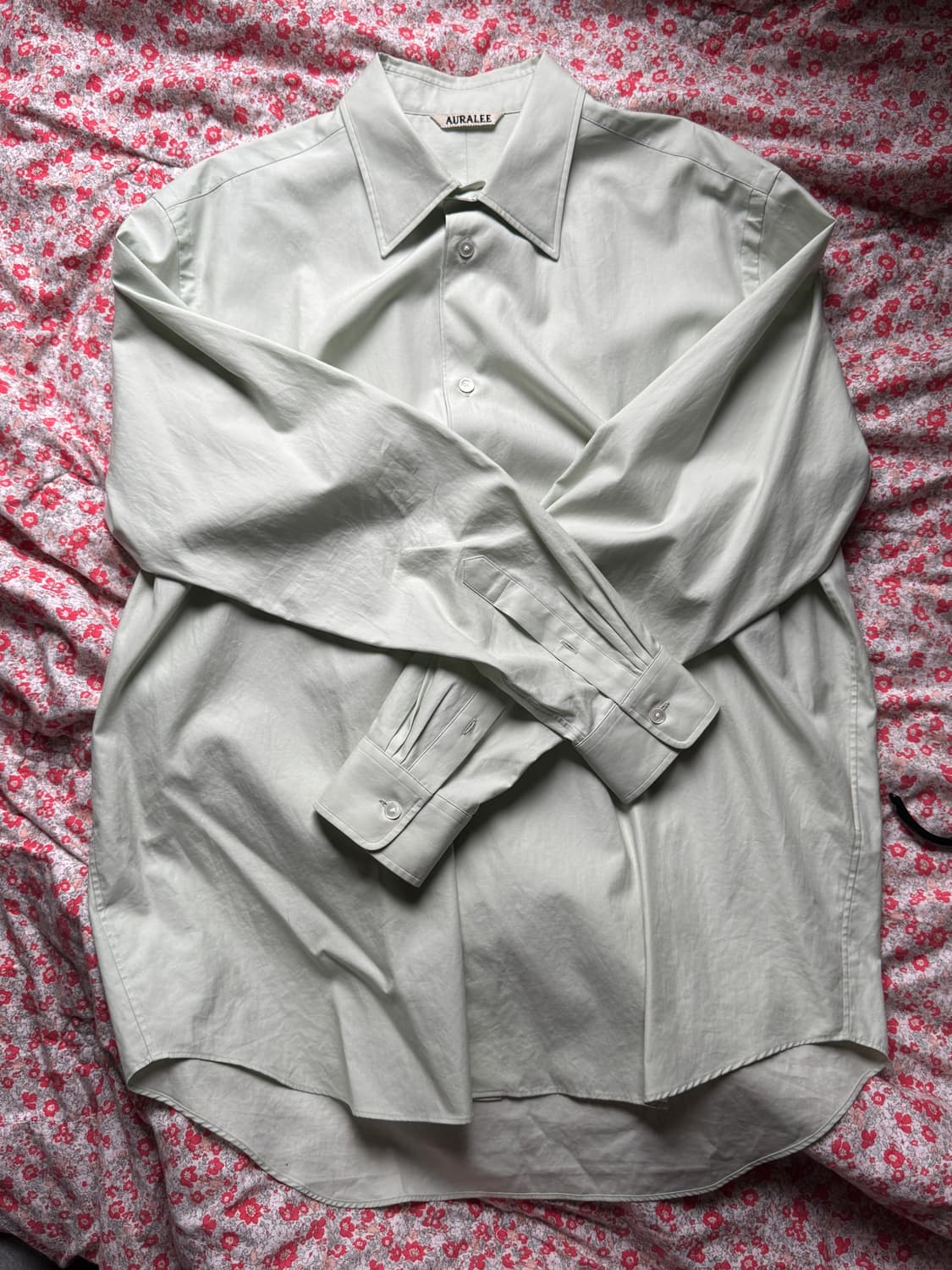 [4]오라리 셔츠 washed finx twill shirt 라이트올리브 상품이미지4