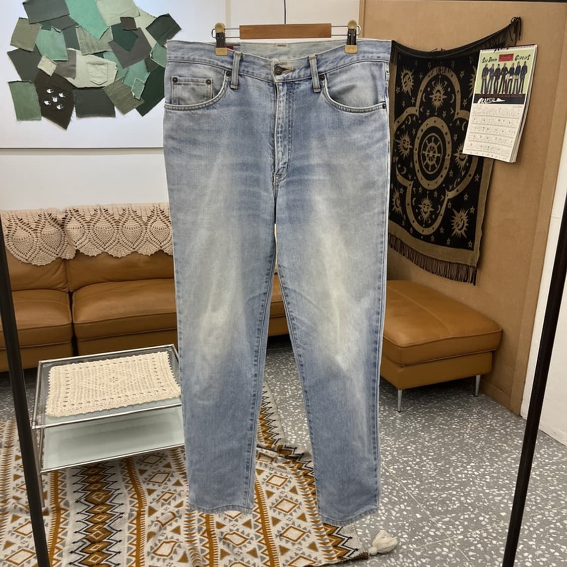 에드윈 607 빈티지 클라우드 워싱 연청 데님팬츠 32인치 C11247 상품이미지3