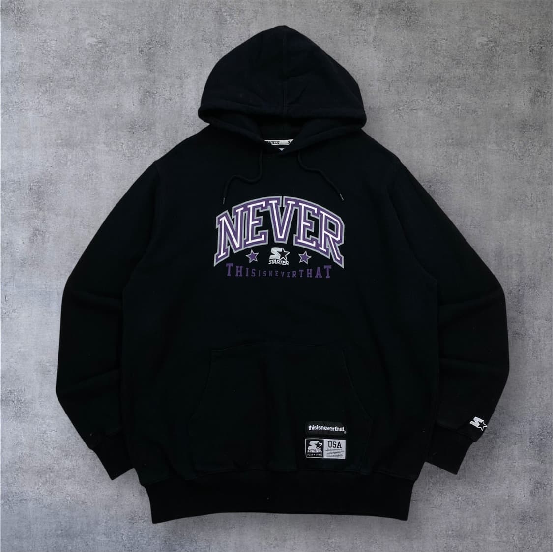 디스이즈네버댓 x 스타터 빅로고 블랙 후드티 상품이미지1