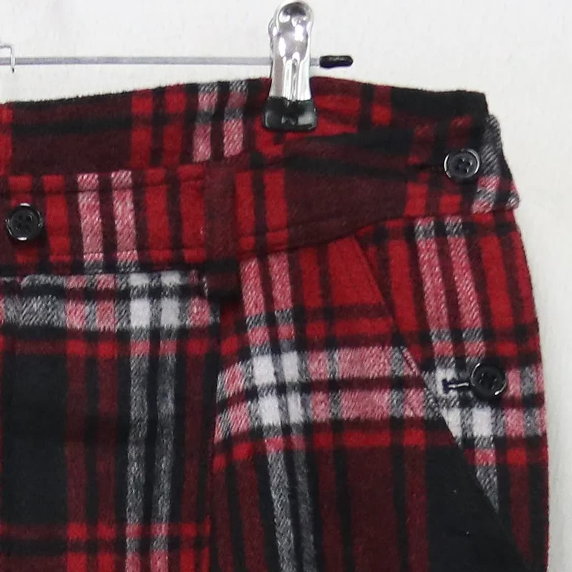 LUCY 레드 체크 유니크 울 혼방 배기 팬츠 61335 상품이미지5