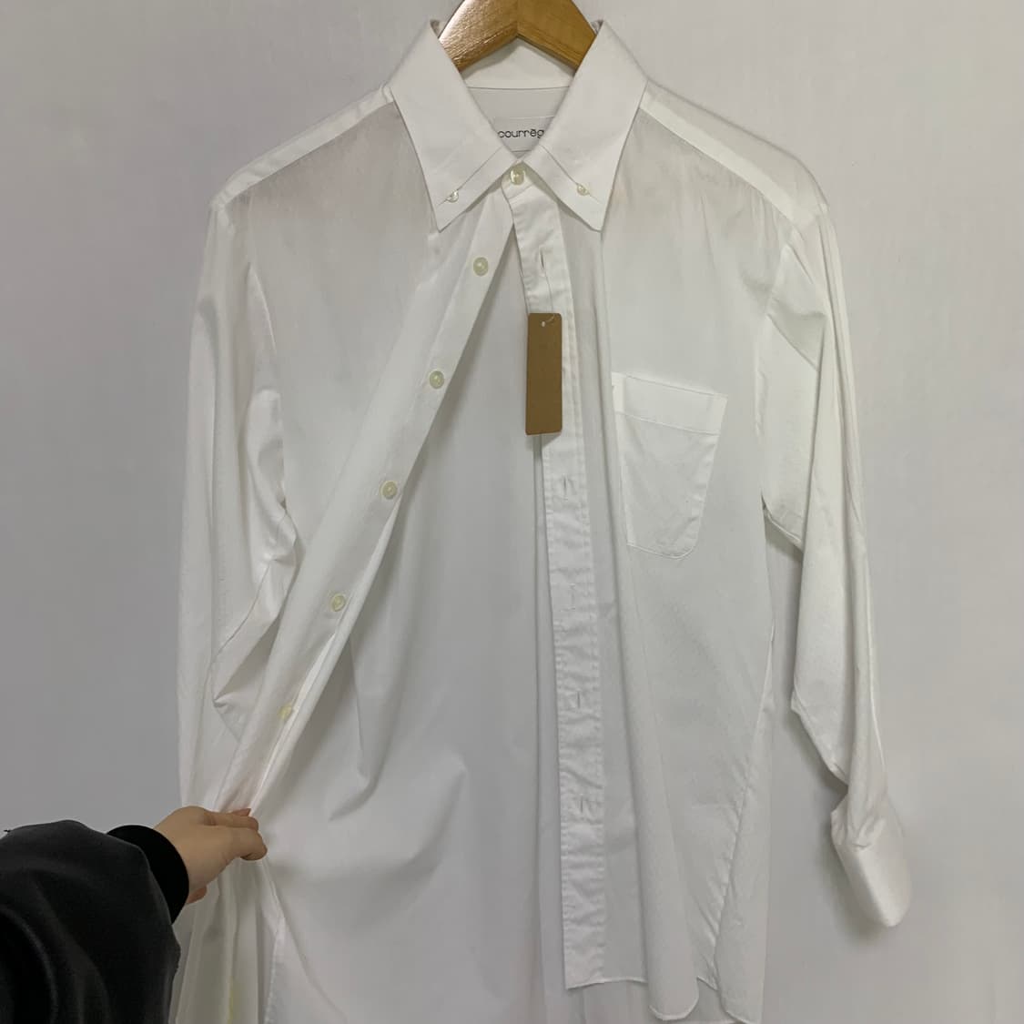 꾸레쥬 빈티지 베이직 셔츠 화이트 남녀공용 상품이미지4