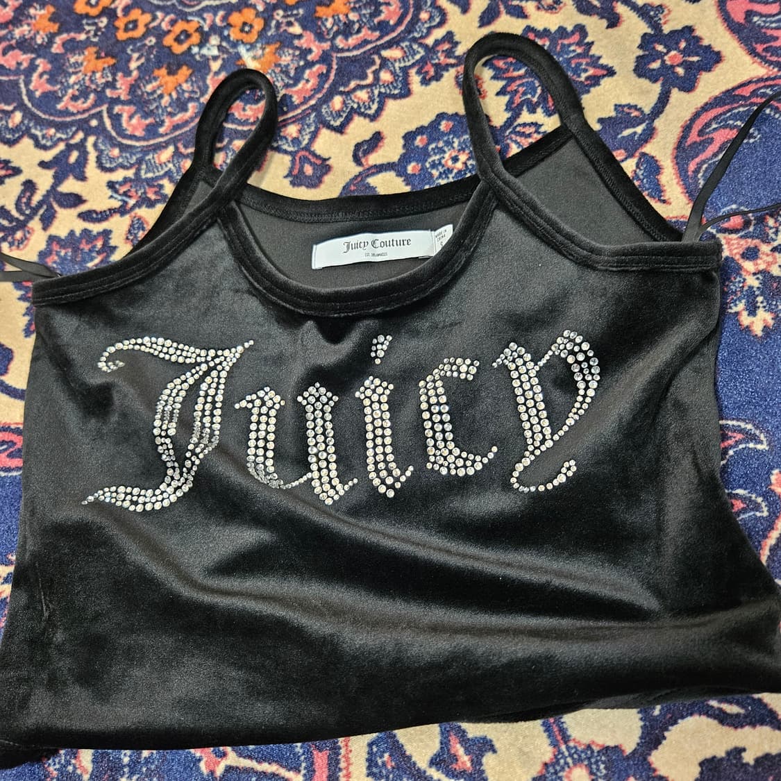 (미사용) 쥬시꾸뛰르 시그니쳐 큐빅 로고 민소매 크롭 탑 S size 상품이미지3