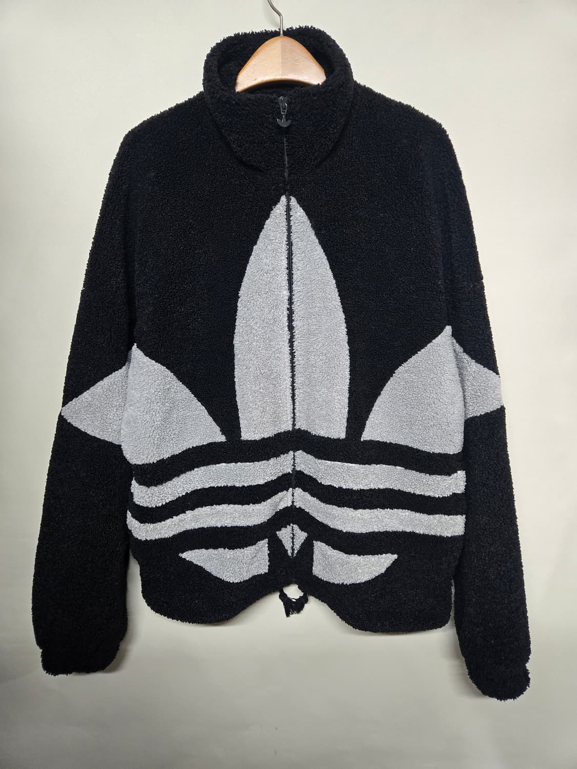 아디다스 블랙/회색 트레포일 뽀글이 자켓2XL 상품이미지1