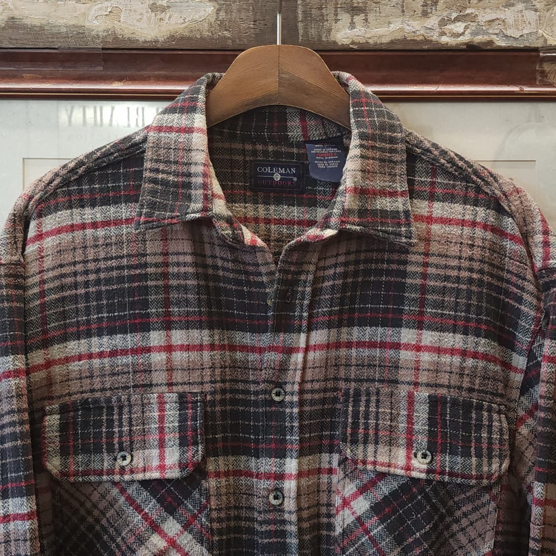 90s 아메리칸 빈티지 체크셔츠 헤비 플란넬 워크셔츠 브라운 L 상품이미지4