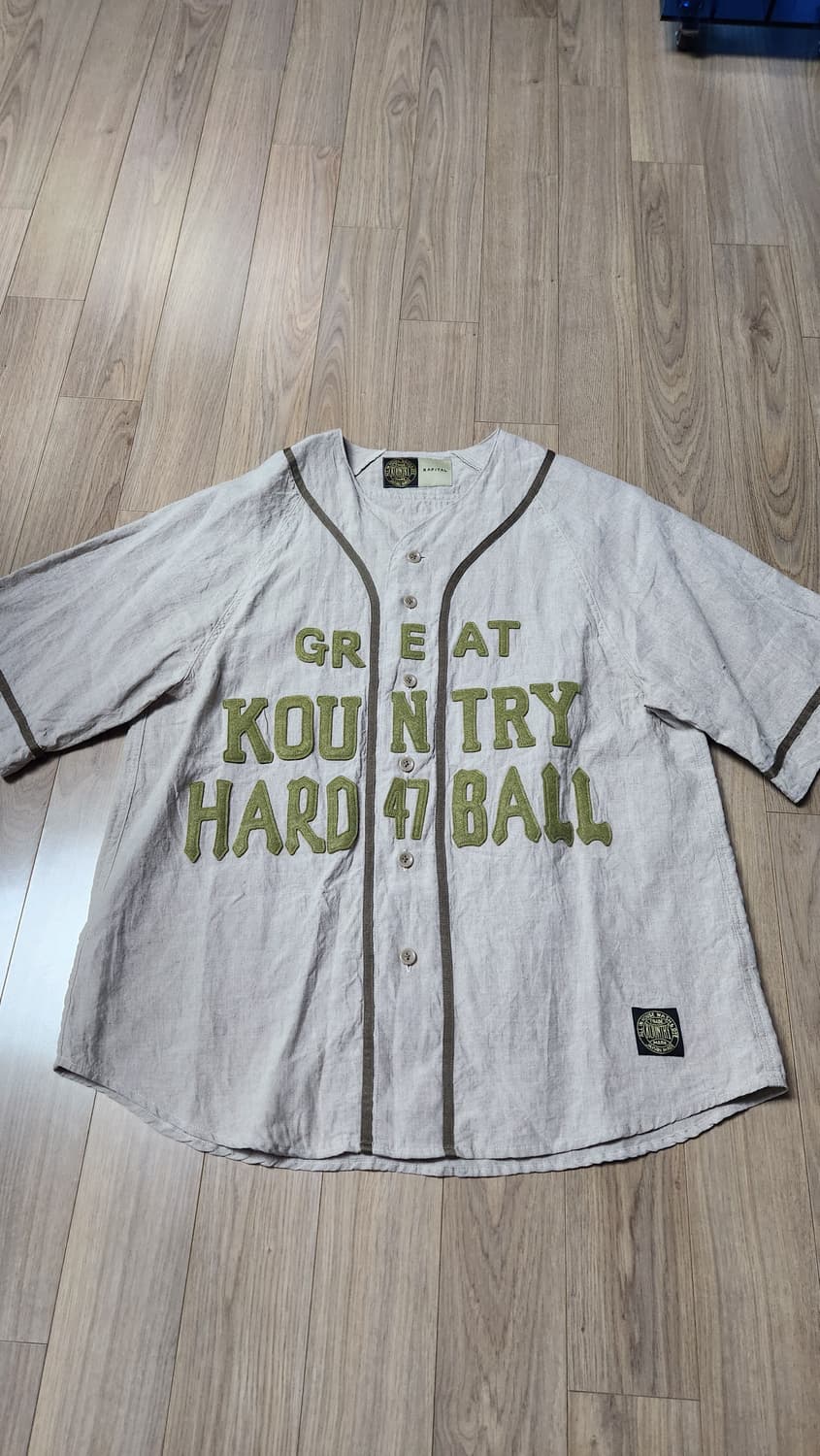 캐피탈 프렌치 리넨 그레이트 컨트리 베이스볼 셔츠 베이지 상품이미지2