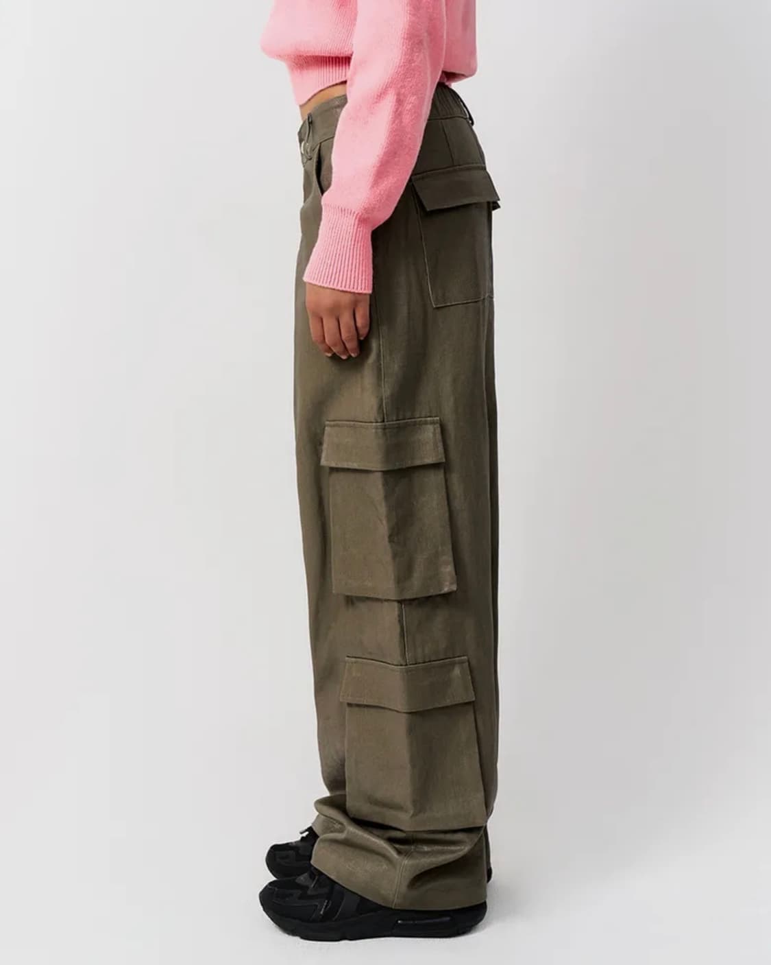 YEEL LEEY CARGO COATED JEANS KHAKI 상품이미지2