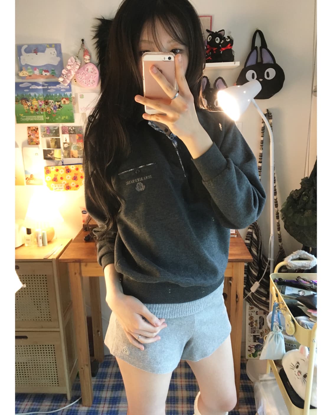 vintage preppy mood sweatshirt charcoal 상품이미지2