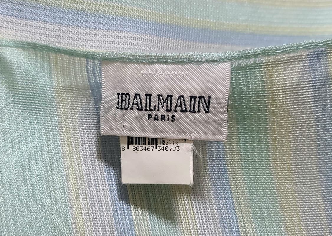 BALMAIN 발망 실크 스트라이프 롱 스카프 (민트/블루) 상품이미지6