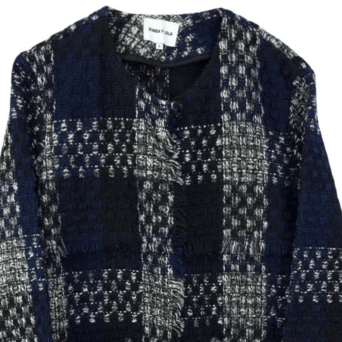 [빔바이롤라] 오버핏 체크 트위드 코트 네이비 M19658 상품이미지4