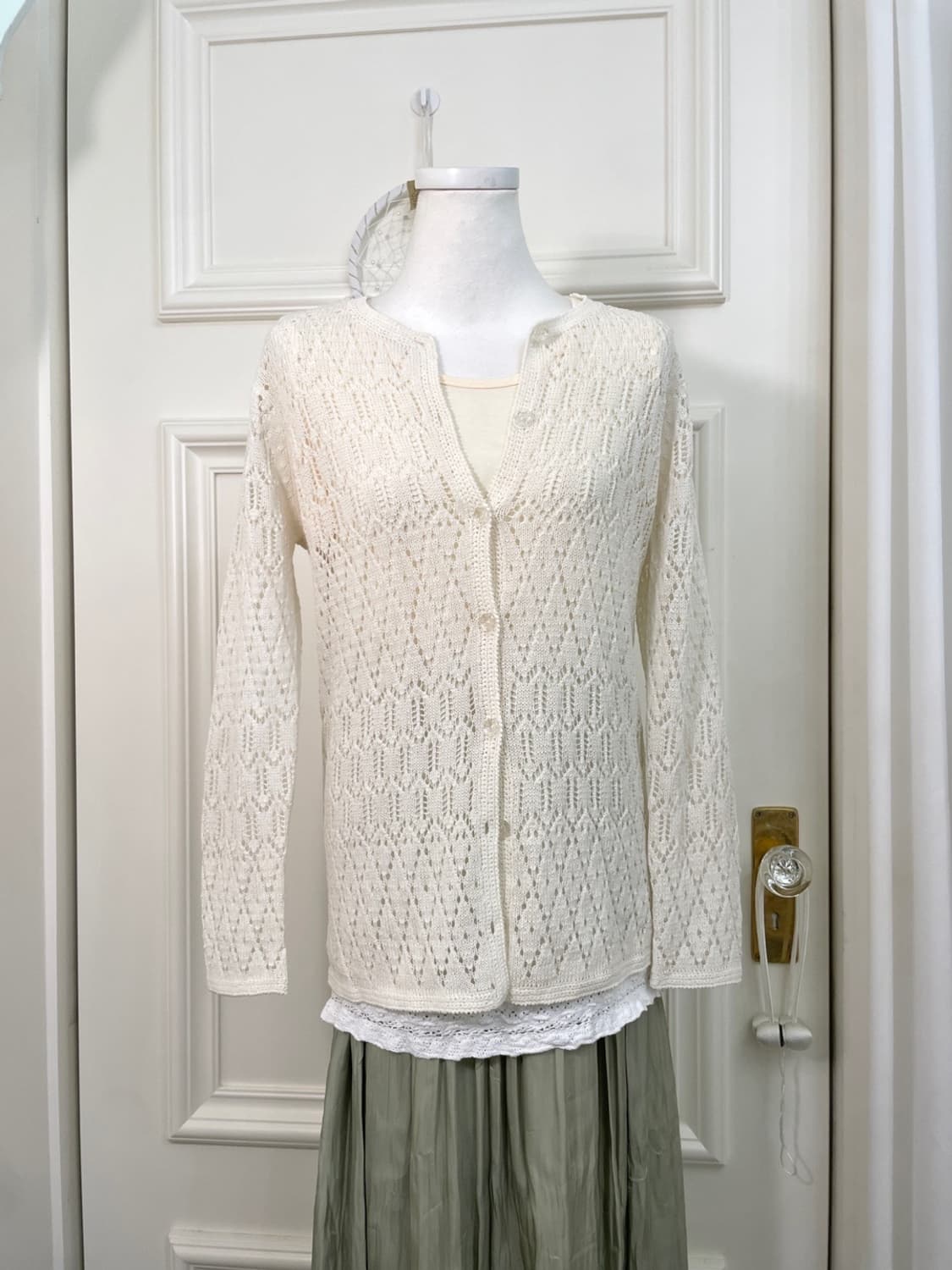 ivory crochet basic cardigan&sheer yello 상품이미지1