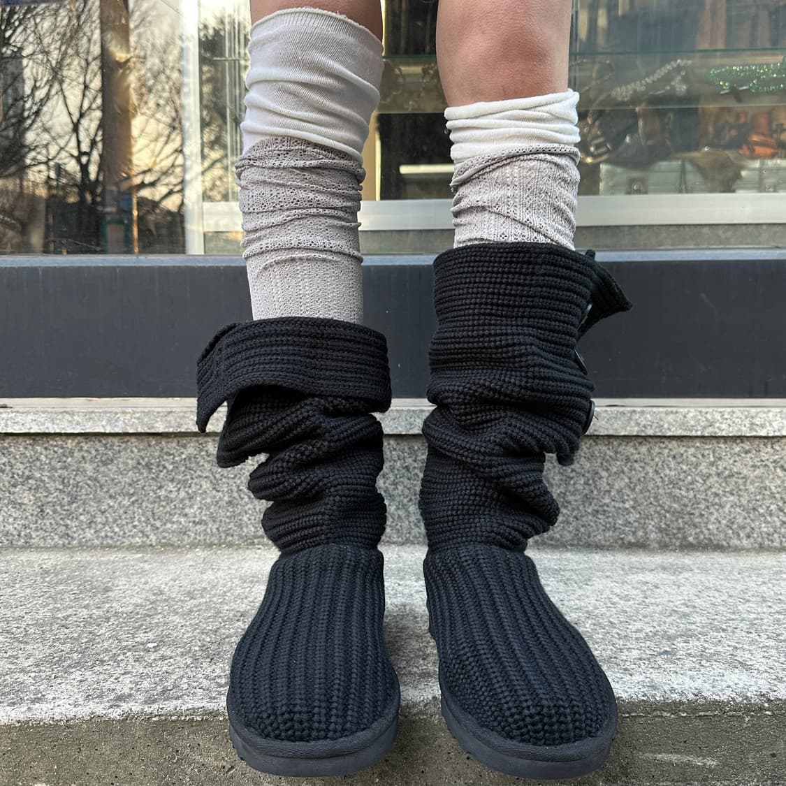 00s 블랙 니트 카디 어그 부츠 상품이미지4