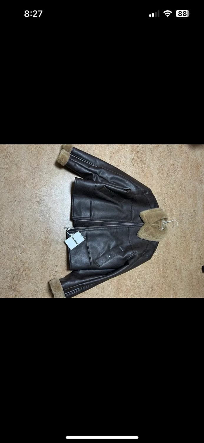 알렌느 무스탕 시어링 크롭 레더 자켓 상품이미지5