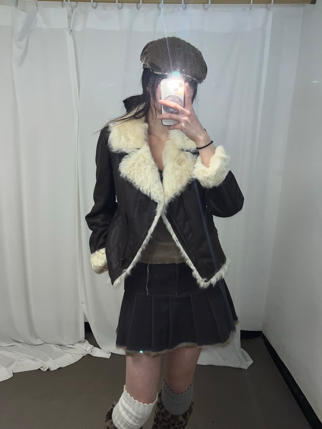 양털 트리밍 브라운 무스탕 상품이미지9